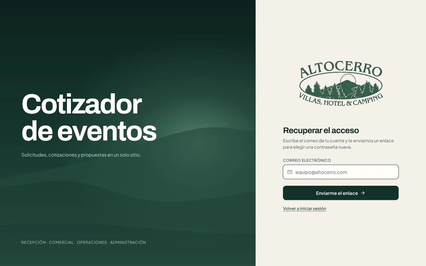 Cotizador Altocerro — Recuperar contraseña