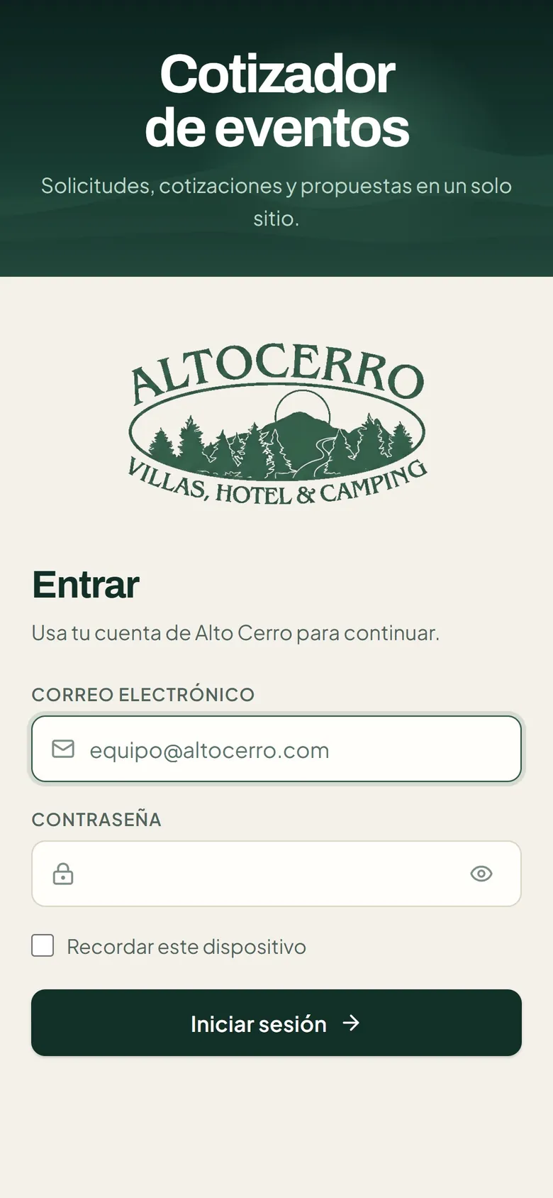 Cotizador Altocerro en móvil