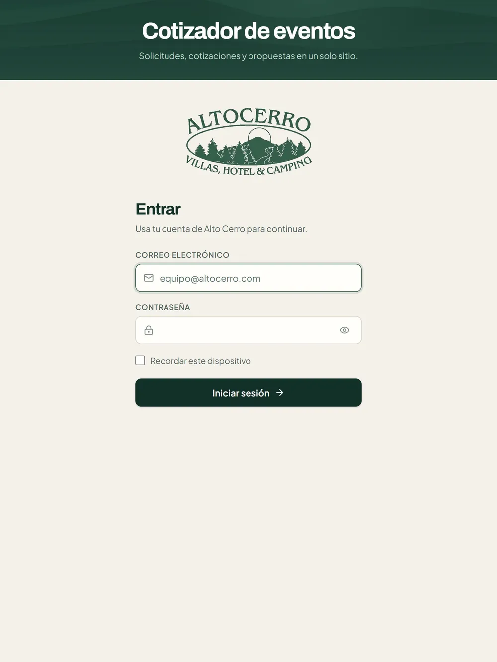 Cotizador Altocerro en tablet