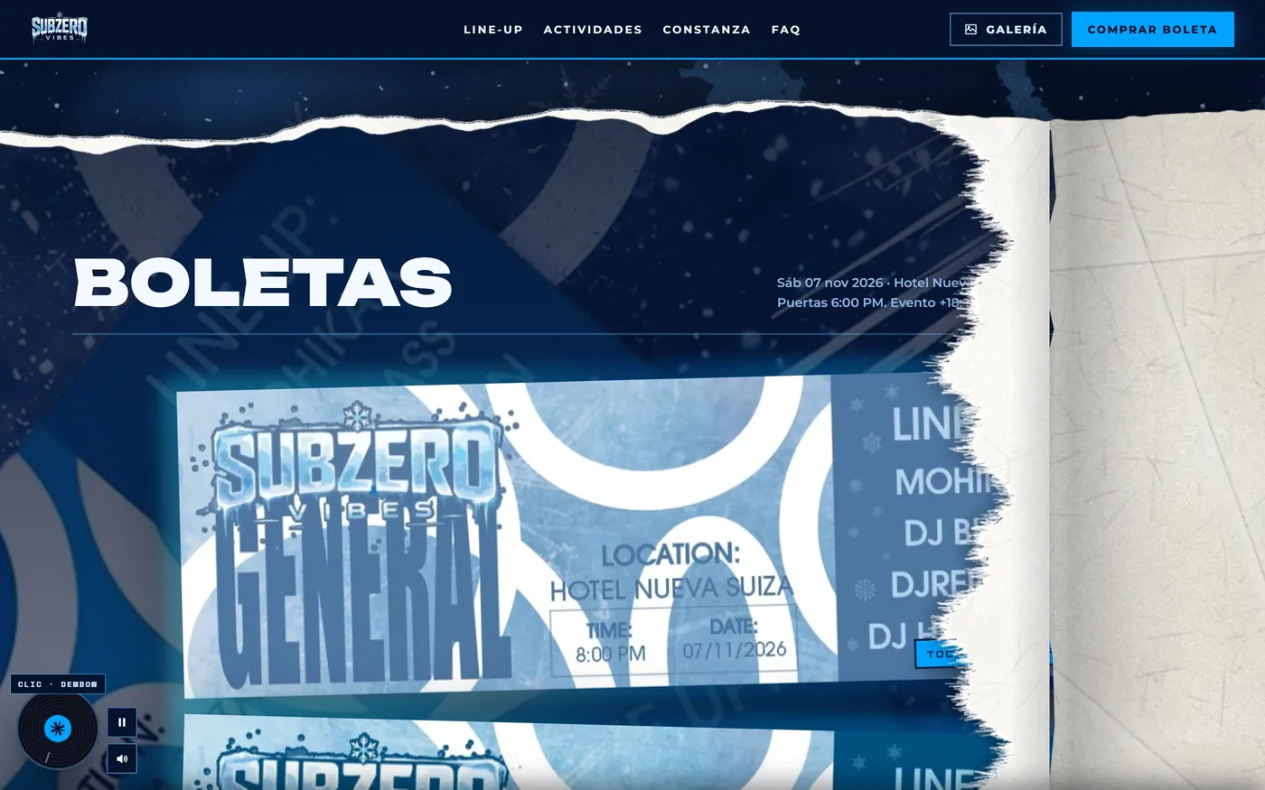 SubZero Vibes — Boletas